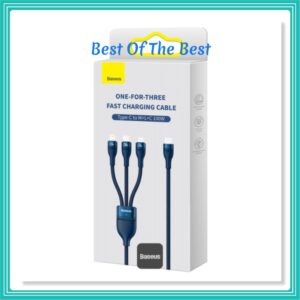 Cabo Carregador Baseus 3Em1 Triplo 100w Usb E Micro Para iPhone, Xiaomi Macbook iPad Pro