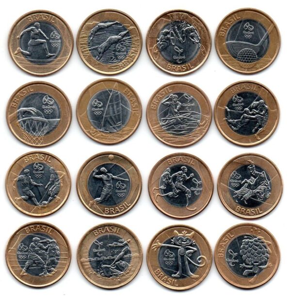 17X Coleçao De Moedas Bimetal De 1 Real, Comemorativas Das Olimpiadas Rio 2016 - Image 4