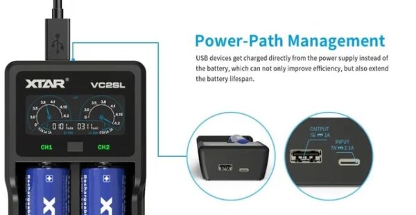 Carregador Xtar Vc2sl Li-ion lcd +2X Bateria 26650 Efest 3.7V 5000 mAh 45A - Image 2