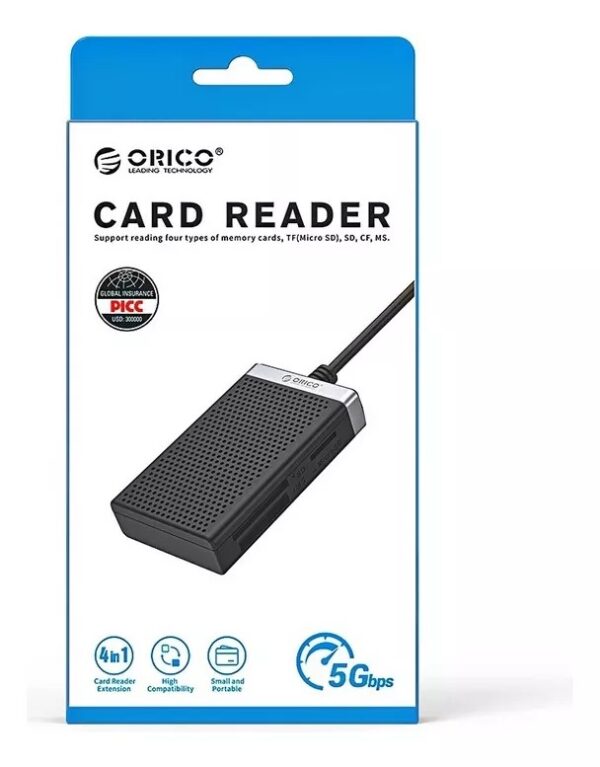 Leitor De Cartões Rapido Cf Sd Micro Sd E Ms Orico Usb Usb-a 3.0 - Image 4