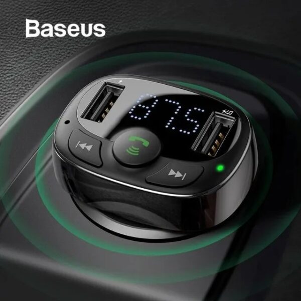 Adaptador Baseus Veicular Carregador Celular 3,4A Dual USB Transmissor FM Bluetooh Rádio - Image 2