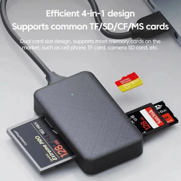 Leitor De Cartão Cf Tf Sd Ms Adaptador 4 Em 1 Tipo C E Usb 2.0 Ou 3.0 - Image 2