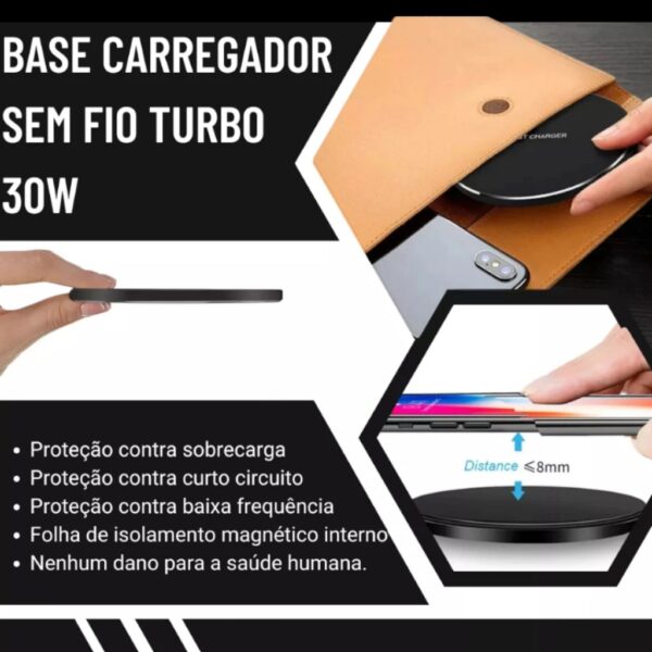 Carregador por Indução Mesa 30W Turbo Muito Rapido Para Iphone - Sansung - Image 4