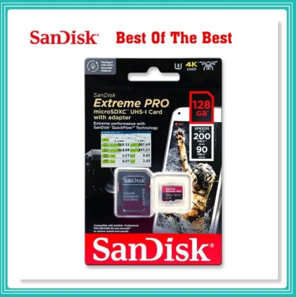 SanDisk Extreme Pro A2 200MBs 128GB micro SD SDHC SDXC Card 4K C10