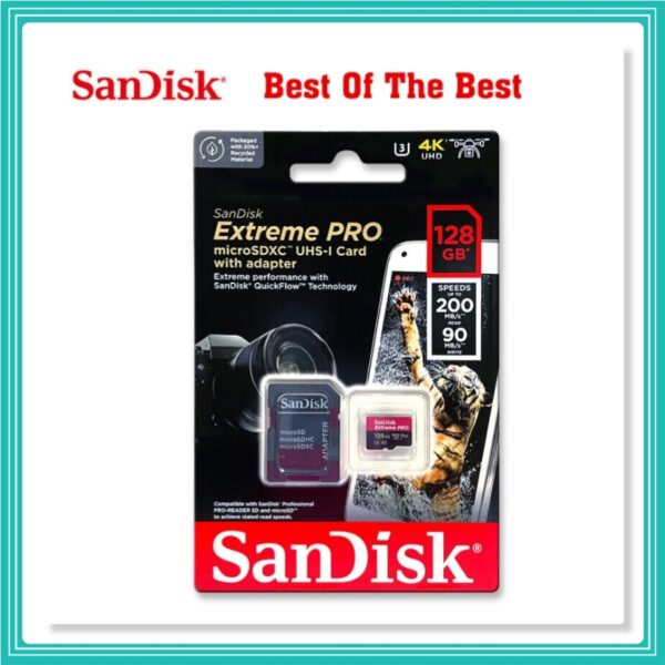 SanDisk Extreme Pro A2 200MBs 128GB micro SD SDHC SDXC Card 4K C10