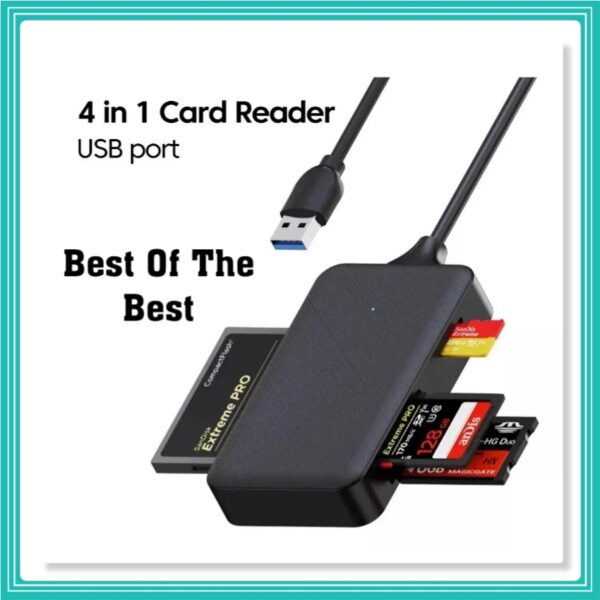 Leitor De Cartão Cf Tf Sd Ms Adaptador 4 Em 1 Tipo C E Usb 2.0 Ou 3.0