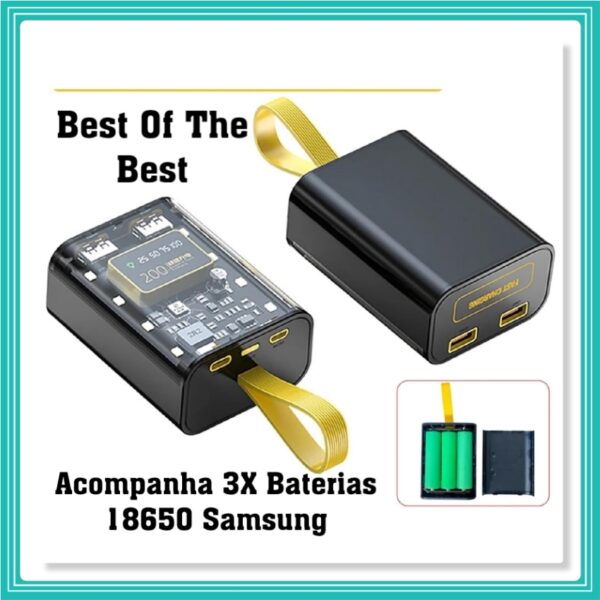 Caja Para Batería 18650 Power Bank Com Luz Noturna (+ 3X Baterias Samsung 2200mah)