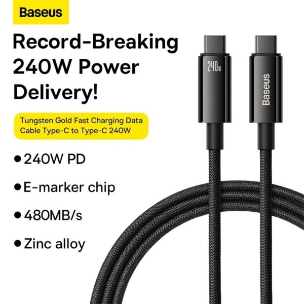 Baseus 240W USB-C Tipo Cabo Para iPhone 15 PD3.1 Samsung S23 Macbook PC - Image 7