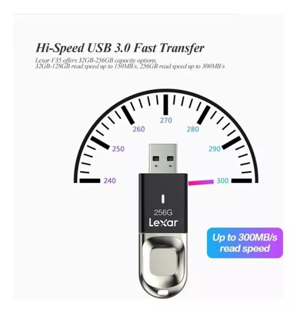 Lexar 256gb Jumpdrive Fingerprint F35 Usb 3.0 300mb/s - Image 2