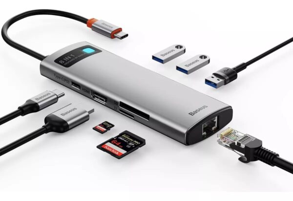 Adaptador Hub Baseus 8 Em 1 Macbok Air Pro Thunderbolt Usb-C - Image 2