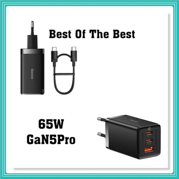 Carregador Macbook Baseus Turbo Gan5 Pro 65w + Cabo 1m