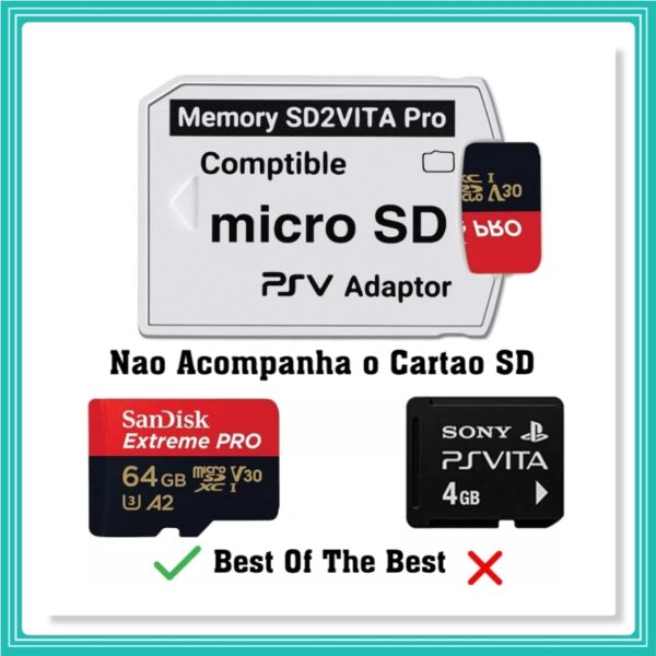 Cartão Adaptador Compatível Sd2vita Pro, Para Micro Sd 6.0 Psvita