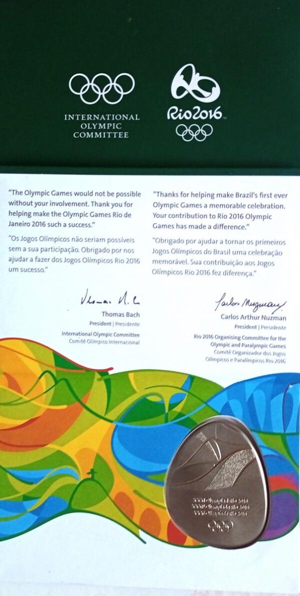 Medalha De Metal De Participação Dos Jogos Olímpicos Rio 2016 Produto Oficial - Image 7