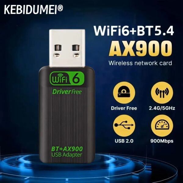 Adaptador 2 Em 1 Usb Wi-fi 6+Bluetooth 5.4 D. Band Win 10 E 11 - Image 4