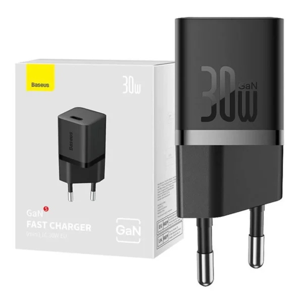 Carregador Turbo Baseus GaN5 Fast Charger 30w Usb-c Gan5 Compacto Cor Preto - Image 3