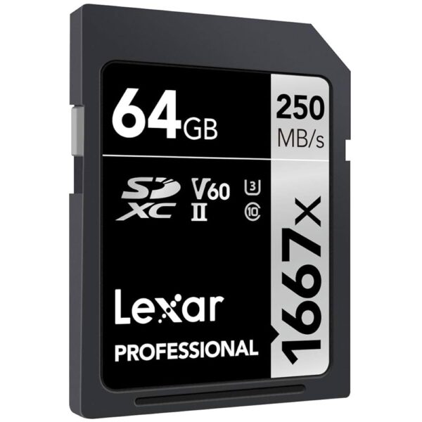 Cartão De Memória Lexar Professional 1667x 64 GB SDXC UHS-II U3 Classe 10 V60 SD - Image 2