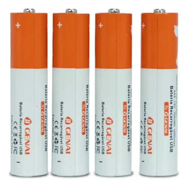 Kit 4 Pc Bateria Li-tio Aa 1.5v 2600mwh Recarregável Usb-c - Image 3