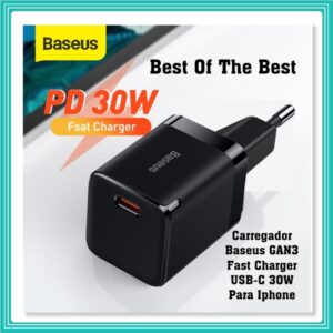 Carregador Turbo Baseus GaN5 Fast Charger 30w Usb-c Gan5 Compacto Cor Preto