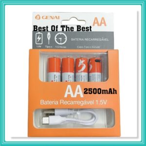 Baterias Li-tio Kit De 4X AA 2600mAh USB 1.5v Recarregável Usb-C