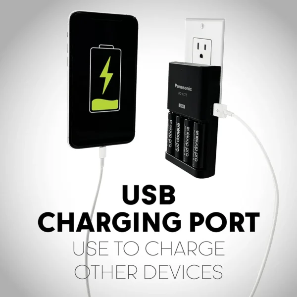 Carregador De Bateria Panasonic Pro BQ-CC75 Com Porta USB E 4AA Eneloop - Image 6