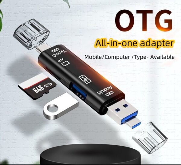Adaptador Otg Tipo-c Usb 5 Em 1 Microsd Sd Leitor De Cartão Para Celular Tablet Notebook Pc - Image 4