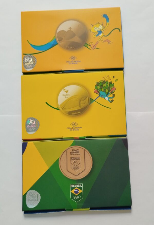 JOGOS OLIMPICOS RIO 2016 MEDALHA DO MASCOTE VINICIUS EM BRONZE EM CASULO E ESTOJO ORIGINAL DA CASA DA MOEDA - Image 3