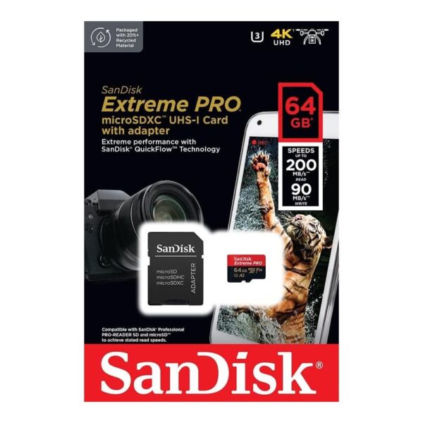 SanDisk Extreme Pro A2 200MBs 64GB micro SD SDHC SDXC Card 4K C10 - Image 2