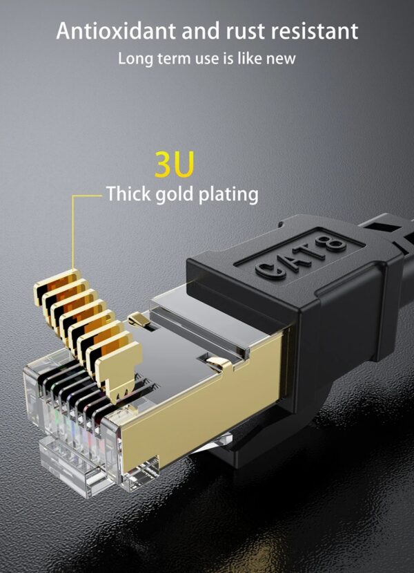 Cabo Ethernet Cat 8 40Gbps 2000mhz rj45 Rede Lan Patch Cord Plano 20metros - Image 8