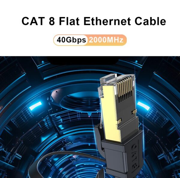 Cabo Ethernet Cat 8 40Gbps 2000mhz rj45 Rede Lan Patch Cord Plano 20metros - Image 6