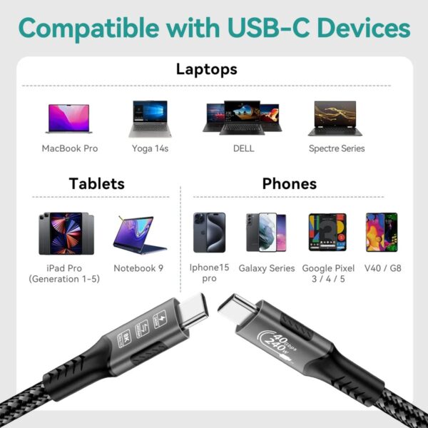 Cabo Thunderbolt 4 40gbps 8k 60hz Usb 4.0 Usb-c Pd 240w 1.8m - Image 2