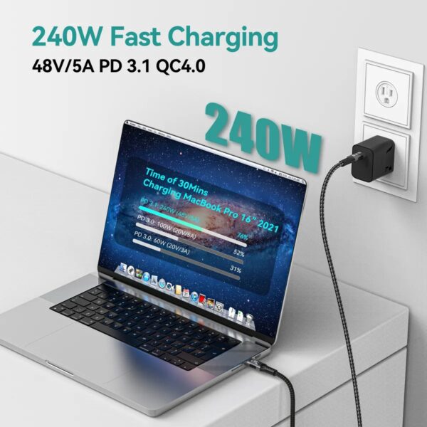 Cabo Thunderbolt 4 40gbps 8k 60hz Usb 4.0 Usb-c Pd 240w 1.8m - Image 8
