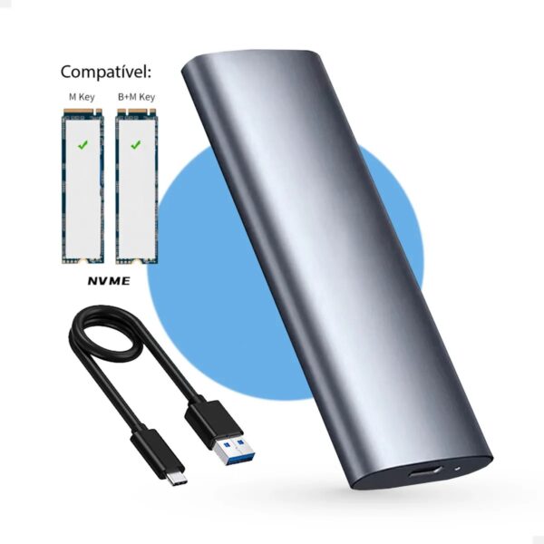 Case Ssd Externo M2 Nvme Sata Tipo C Usb 3.1 M E B+m 10gbps Cor Cinza - Image 5