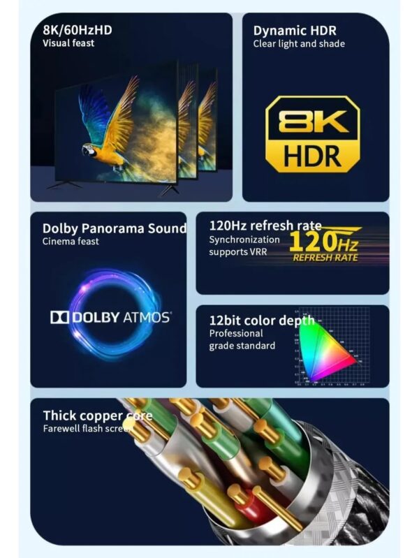 Cabo Hdmi 2.1 8k/60hz 4k/120hz Hdr Uhd 48gbps Hi-Speed 1m - Image 5