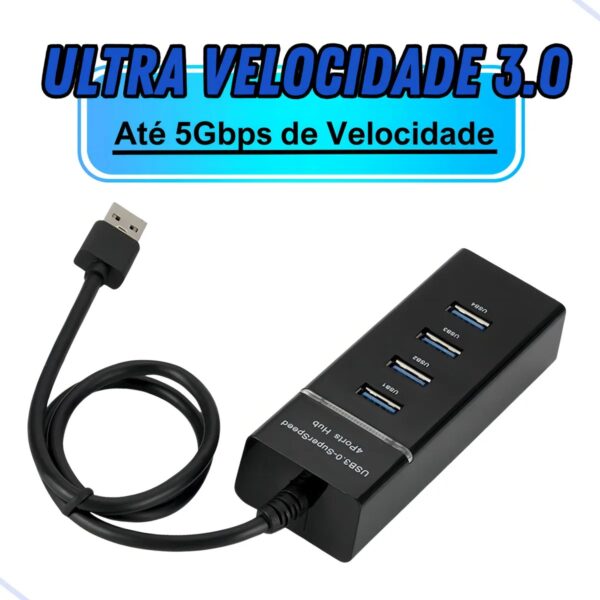 Hub Expansor 4 Portas Usb 3.0 Super Rápido 5 Gbps Hd Externo Cabo 28CM - Image 3