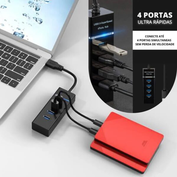 Hub Expansor 4 Portas Usb 3.0 Super Rápido 5 Gbps Hd Externo Cabo 28CM - Image 4