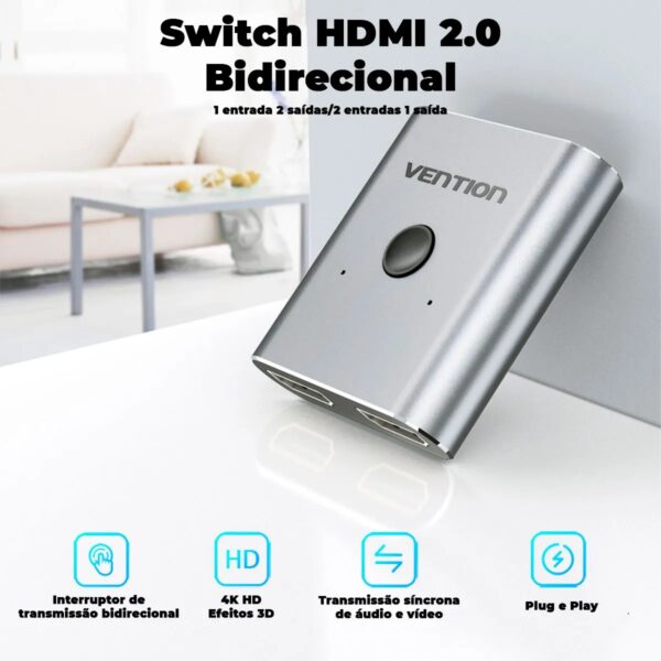 Switch Splitter Adaptador Hdmi 2x1 4k Tv Monitor Pc Vention - Image 6