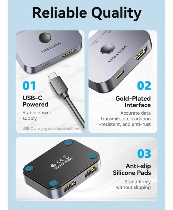 Vention Switch Hdmi Bidirecional 8k Para Ps5 Xbox Monitor Tv - Image 3
