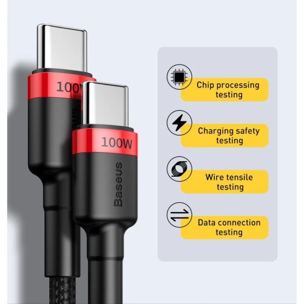 Baseus Cabo 0.5M 100W - Tipo-C Duplo Carregamento Turbo - Image 6