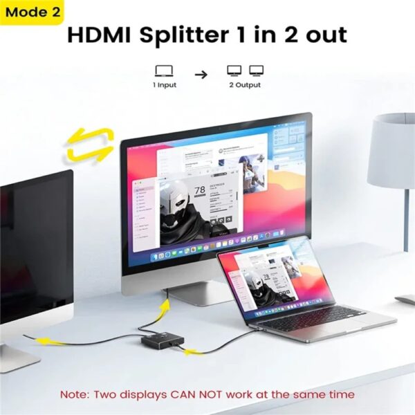 Interruptor bidirecional HDMI 4K 60HZ 2X1 Splitter - Image 2