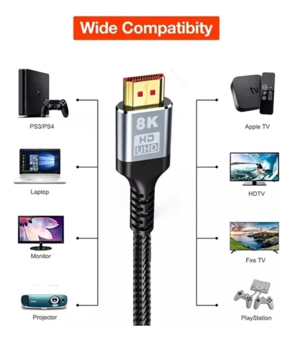 Cabo Hdmi 2.1 8k/60hz 4k/120hz Hdr Uhd 48gbps Hi-Speed 1m - Image 2