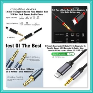 Cabos 3.5mm Stereo Audio Auxiliary Cable P2 Headphone 1M E 5M Essager
