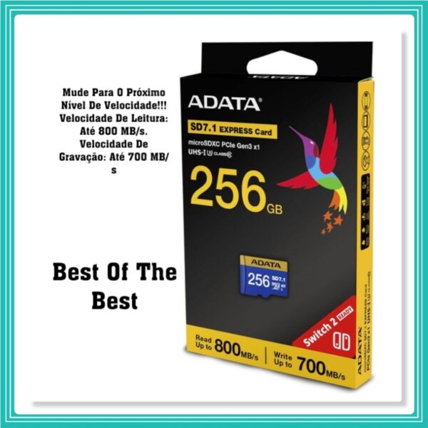 Cartão Adata 256Gb Premier Extreme MicroSDXC SD7.1 Express Para Nintendo Switch 2