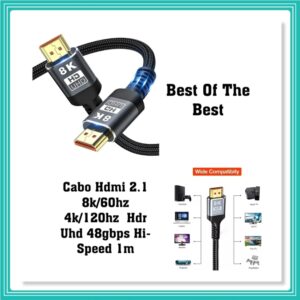 Cabo Hdmi 2.1 8k/60hz 4k/120hz Hdr Uhd 48gbps Hi-Speed 1m