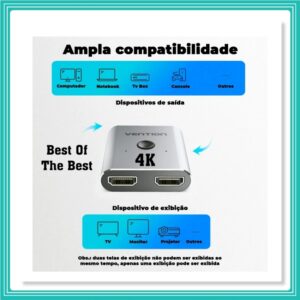 Switch Splitter Adaptador Hdmi 2x1 4k Tv Monitor Pc Vention