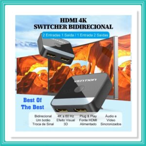 Vention Splitter Switch Divisor Hdmi 1x2 2x1 Bidirecional Full Hd 4k