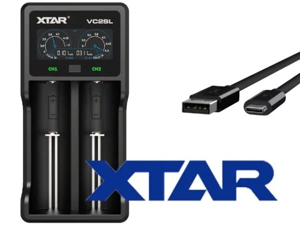 Carregador XTAR Porta USB tipo C.  XTAR VC2SL Li-Íon 18650-26650-AA-AAA- E ETC. - Image 4
