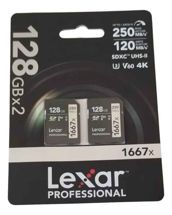 2X Lexar Cartão Memória Sd Xc 128gb Professional 1667x Uhs-ii Com Leitor - Image 4