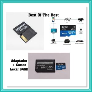 Adaptador Memoria Pro Duo Para Micro Sd Psp E Câmeras Sony + Lexar 64gb