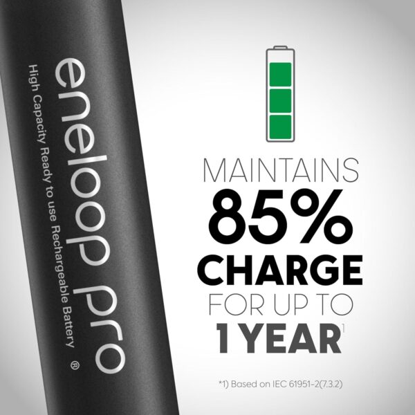 Baterias Recarregáveis Ni-MH Eneloop Pro AAA Panasonic 980mAh BK-4HCCA16FA, 16 UN. - Image 5