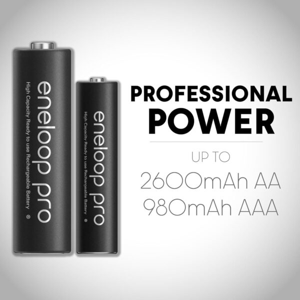Baterias Recarregáveis Ni-MH Eneloop Pro AAA Panasonic 980mAh BK-4HCCA16FA, 16 UN. - Image 6